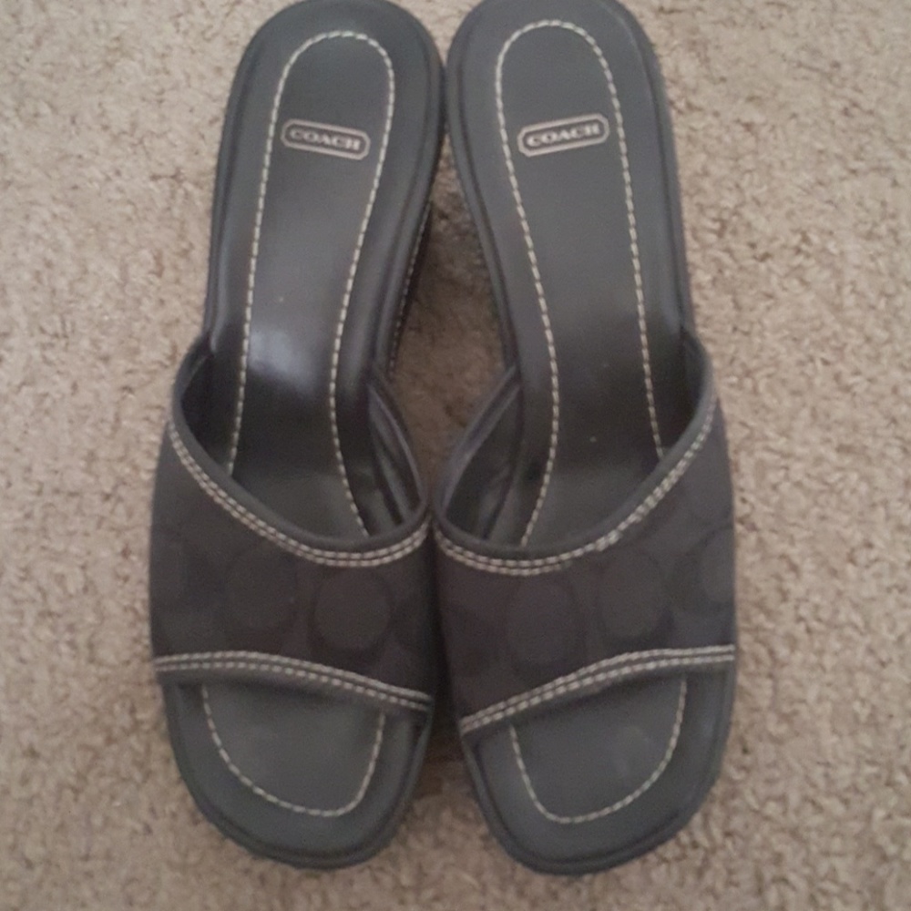Coach black monogram sandals